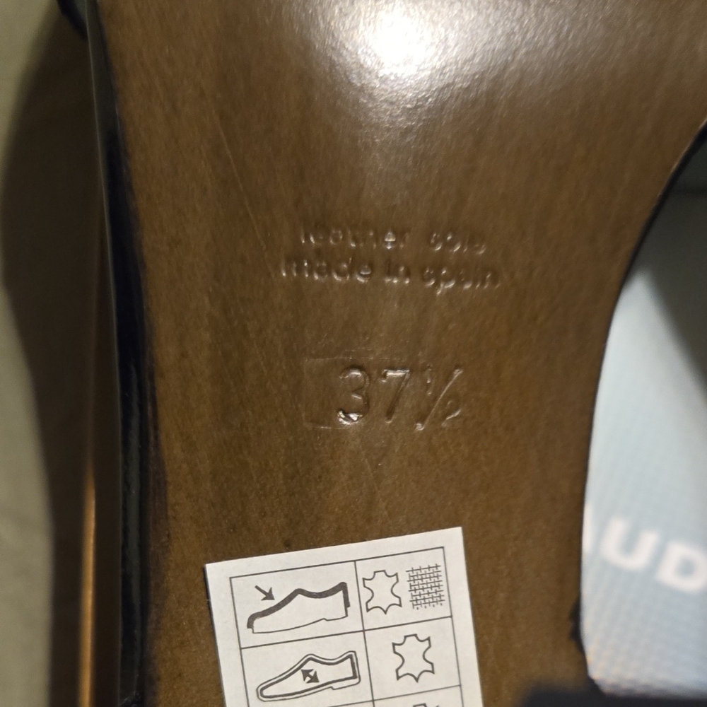 Vintage Audley Black Satin Leather Bow Peep Toe Heels Size 37.5 (7.5B) W/Box - Picture 11 of 12